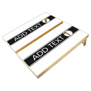Bold Black & White Stripe Editable Text Cornhole Set
