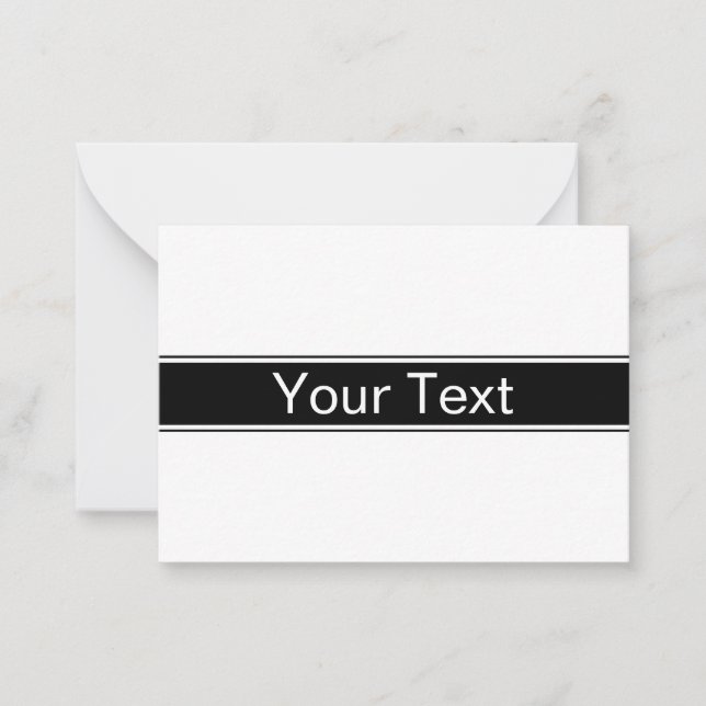 Bold Black & White Stripe Editable Text Note Card (Front)