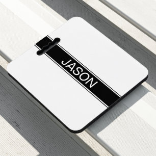 Bold Black & White Stripe Editable Text Seat Cushion