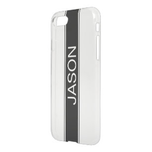 Bold Black & White Stripe Editable Text iPhone SE/8/7 Case
