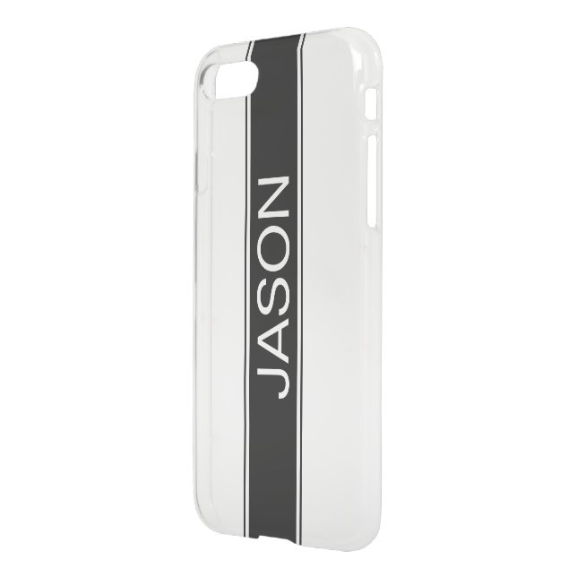 Bold Black & White Stripe Editable Text Uncommon iPhone Case (Back/Left)