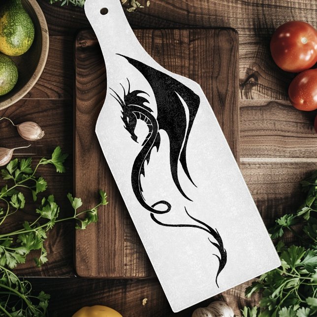 Bold Black White Tribal Dragon Illustration Design Cutting Board (Creator Uploaded)