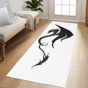Bold Black White Tribal Dragon Illustration Design Runner