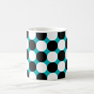 Bold Black White Turquoise Pop Art Polka Dots Coffee Mug