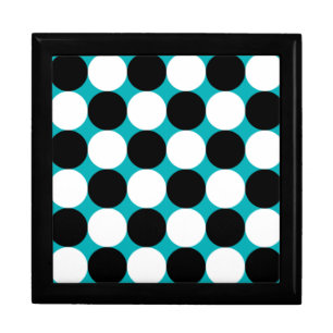 Bold Black White Turquoise Pop Art Polka Dots Jewelry Box