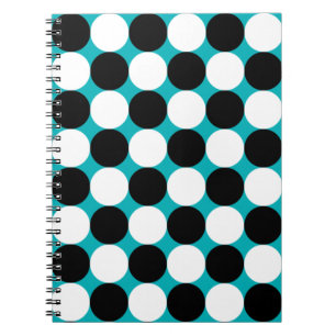 Bold Black White Turquoise Pop Art Polka Dots Notebook
