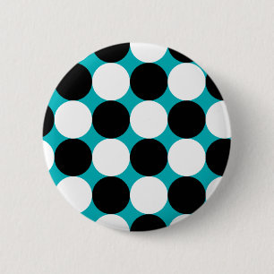 Bold Black White Turquoise Pop Art Polka Dots Pinback Button