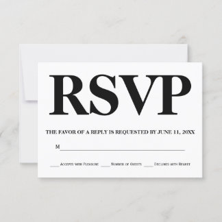 Bold black, white typography stripes wedding RSVP