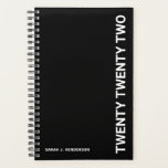 Bold Black White Typography Weekly Monthly Planner<br><div class="desc">Black and white weekly and monthly planner. Bold white typography on a black background with personalized name. Plan your business,  school schedule or day to day activities.</div>