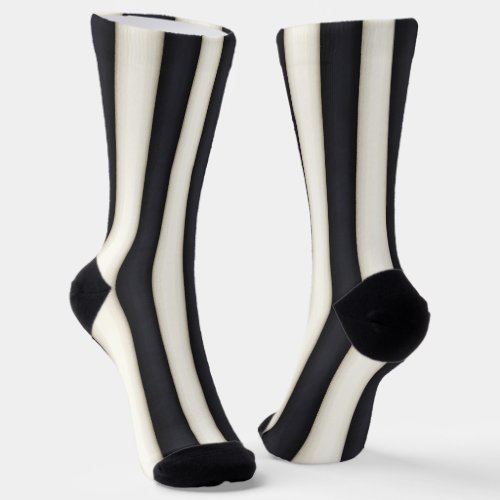 Bold Black  White Vertical Stripes Really Fun Socks