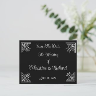 Bold Black & White Vintage Wedding Save The Date