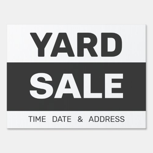 Bold Black  White Yard Sale Sign