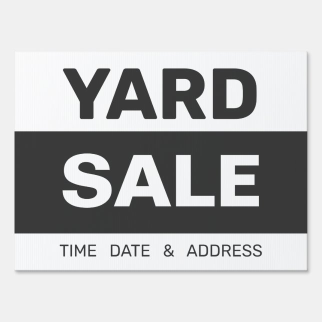 Bold, Black & White Yard Sale Sign (Front)