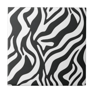 Bold Black White Zebra Stripe Wild Animal Pattern Ceramic Tile