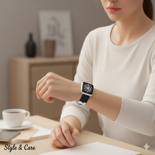 Bold Black with Classic White Unique Stylish Apple Watch Band