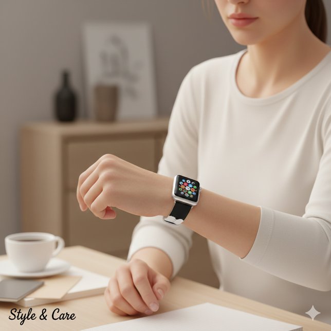 Bold Black with Classic White Unique Stylish Apple Watch Band (Bold Black with Classic White Unique Stylish Apple Watch Band)
