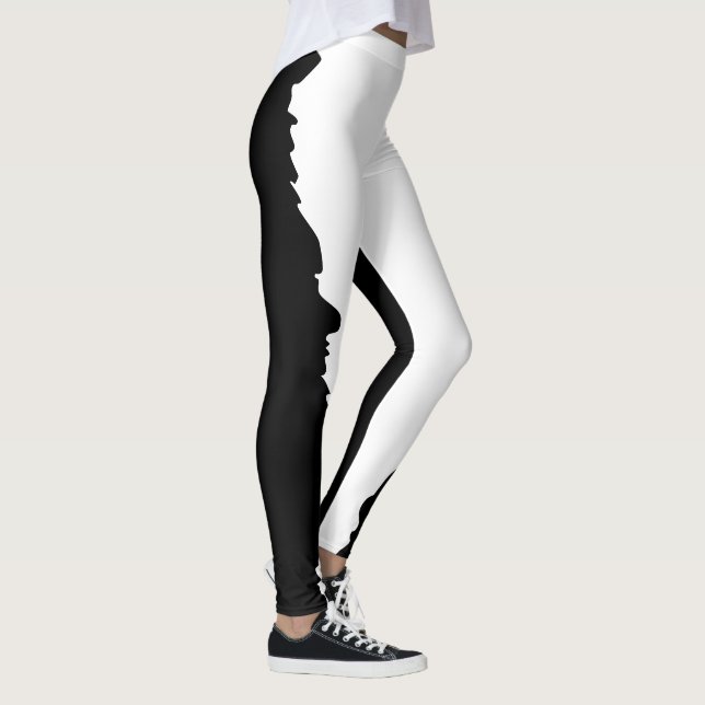 Bold Black with Classic White Unique Stylish Leggings (Right)