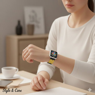 Bold Black with Metallic Gold Unique Stylish Apple Watch Band