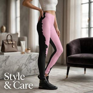 Bold Black with Soft Pink Unique Stylish Leggings