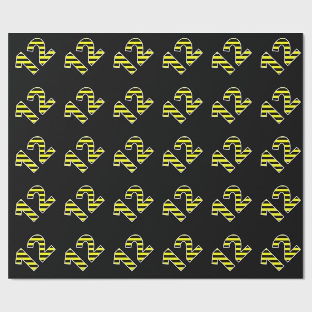 Bold, Black & Yellow Stripes 12 Event # (Birthday) Wrapping Paper (Flat)
