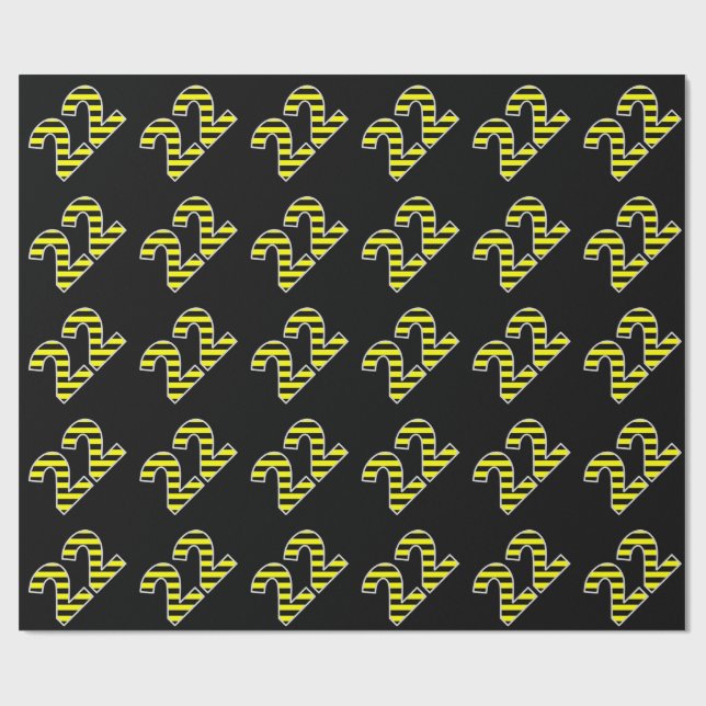 Bold, Black & Yellow Stripes 22 Event # (Birthday) Wrapping Paper (Flat)