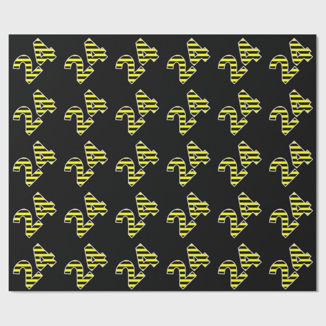 Bold, Black & Yellow Stripes 24 Event # (Birthday) Wrapping Paper (Flat)