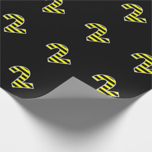 Bold, Black & Yellow Stripes 2 Event # (Birthday) Wrapping Paper