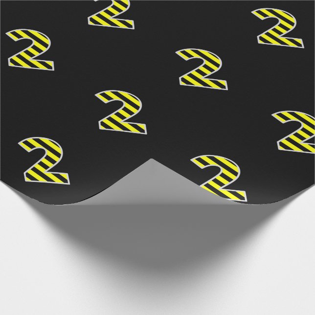 Bold, Black & Yellow Stripes 2 Event # (Birthday) Wrapping Paper (Corner)
