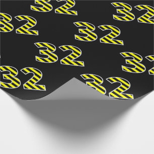 Bold, Black & Yellow Stripes 32 Event # (Birthday) Wrapping Paper