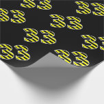 [ Thumbnail: Bold, Black & Yellow Stripes 33 Event # (Birthday) Wrapping Paper ]