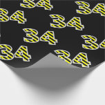 [ Thumbnail: Bold, Black & Yellow Stripes 34 Event # (Birthday) Wrapping Paper ]