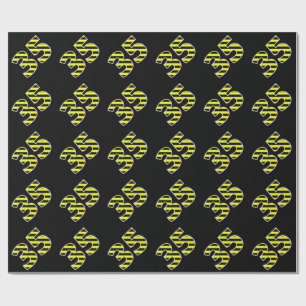 Bold, Black & Yellow Stripes 35 Event # (Birthday) Wrapping Paper