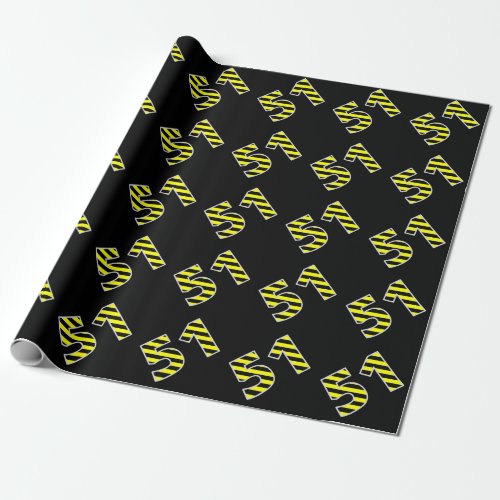 Bold Black  Yellow Stripes 51 Event  Birthday Wrapping Paper