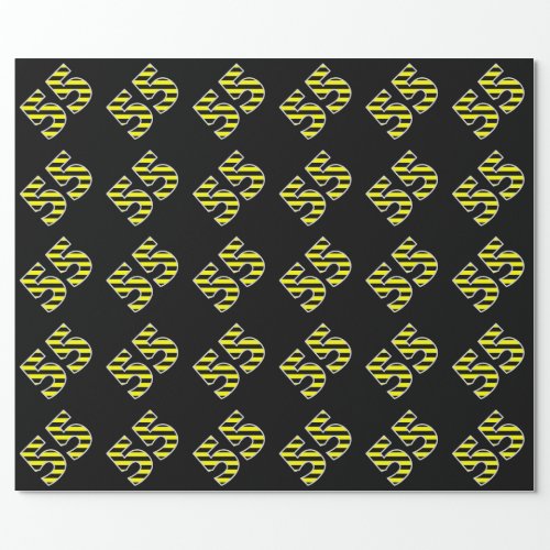 Bold Black  Yellow Stripes 55 Event  Birthday Wrapping Paper