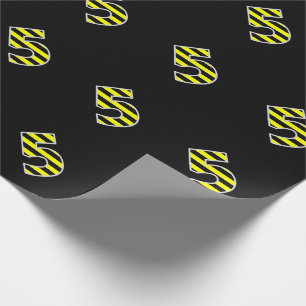 Bold, Black & Yellow Stripes 5 Event # (Birthday) Wrapping Paper