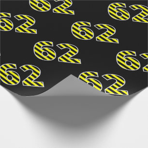 Bold, Black & Yellow Stripes 62 Event # (Birthday) Wrapping Paper