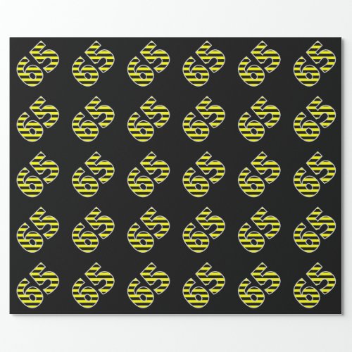 Bold Black  Yellow Stripes 65 Event  Birthday Wrapping Paper