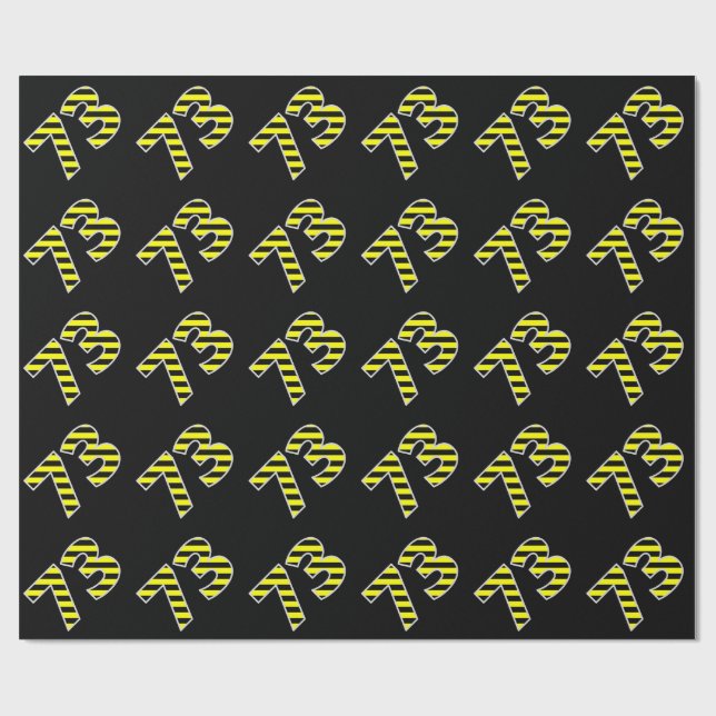 Bold, Black & Yellow Stripes 73 Event # (Birthday) Wrapping Paper (Flat)