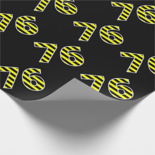 Bold, Black & Yellow Stripes 76 Event # (Birthday) Wrapping Paper