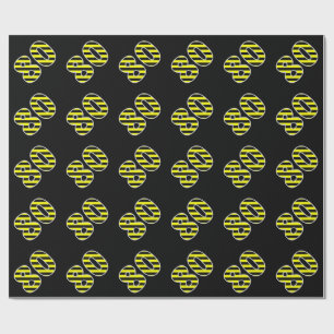 Bold, Black & Yellow Stripes 80 Event # (Birthday) Wrapping Paper