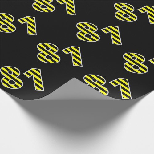 Bold Black  Yellow Stripes 81 Event  Birthday Wrapping Paper