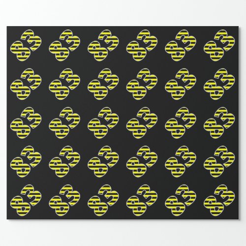 Bold Black  Yellow Stripes 83 Event  Birthday Wrapping Paper