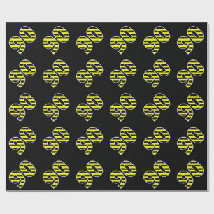 Bold, Black & Yellow Stripes 90 Event # (Birthday) Wrapping Paper