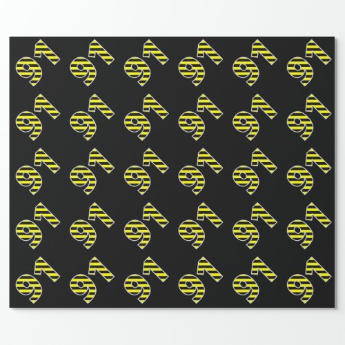 Bold Black  Yellow Stripes 91 Event  Birthday Wrapping Paper