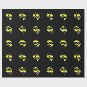 Bold, Black & Yellow Stripes 9 Event # (Birthday) Wrapping Paper