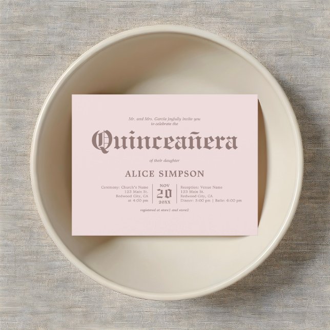 Bold Blackletter Elegant Quinceanera Postcard (Creator Uploaded)