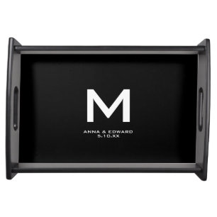 Bold Block Monogram Wedding Serving Tray
