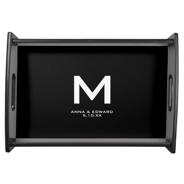 Bold Block Monogram Wedding Serving Tray (Front)
