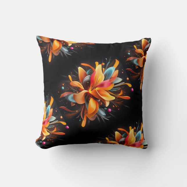 Bold Bloom Abstract Throw Pillow (Front)