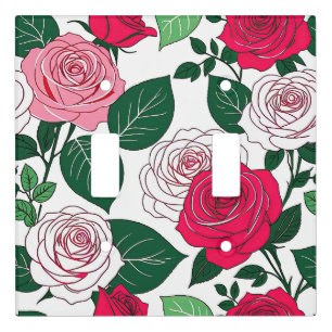 Bold Bloom Harmony - Contemporary Red & Pink Rose Light Switch Cover